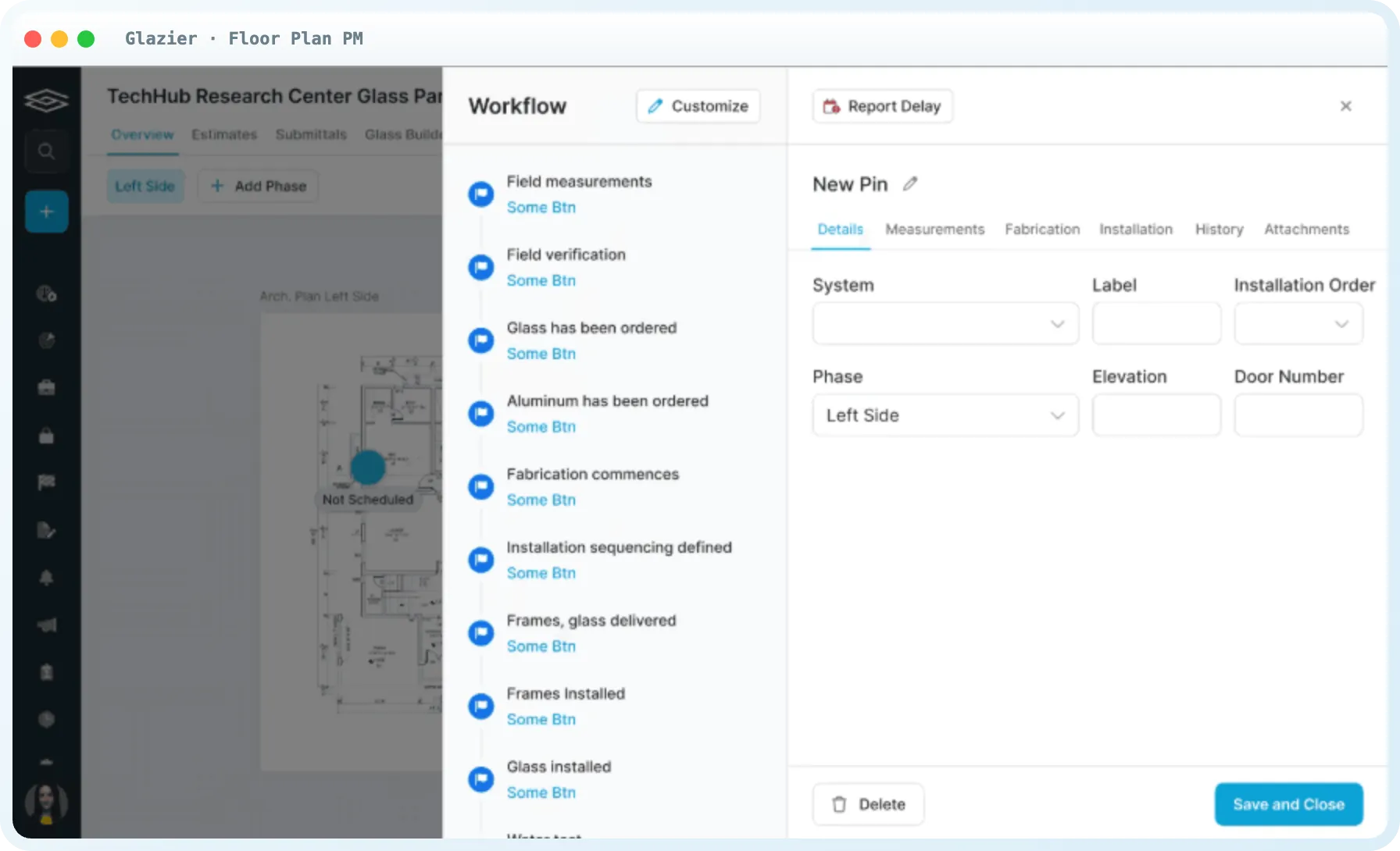 Floor plan project management view